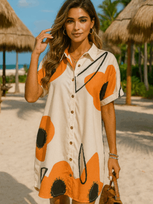 Stylish Batwing Sleeve Floral Dress