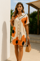 Stylish Batwing Sleeve Floral Dress